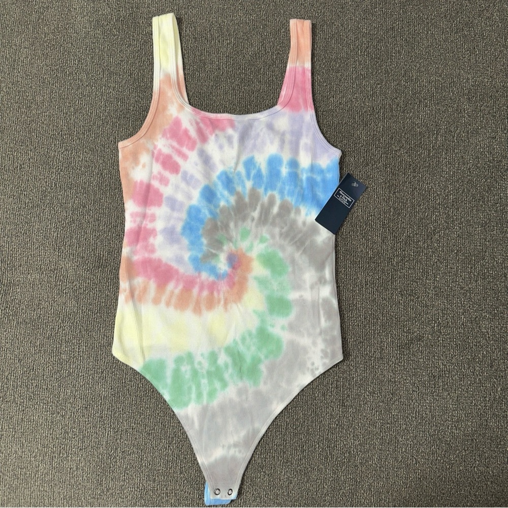 New Abercrombie & Fitch Ribbed Tie Dye Bodysuit Size Small